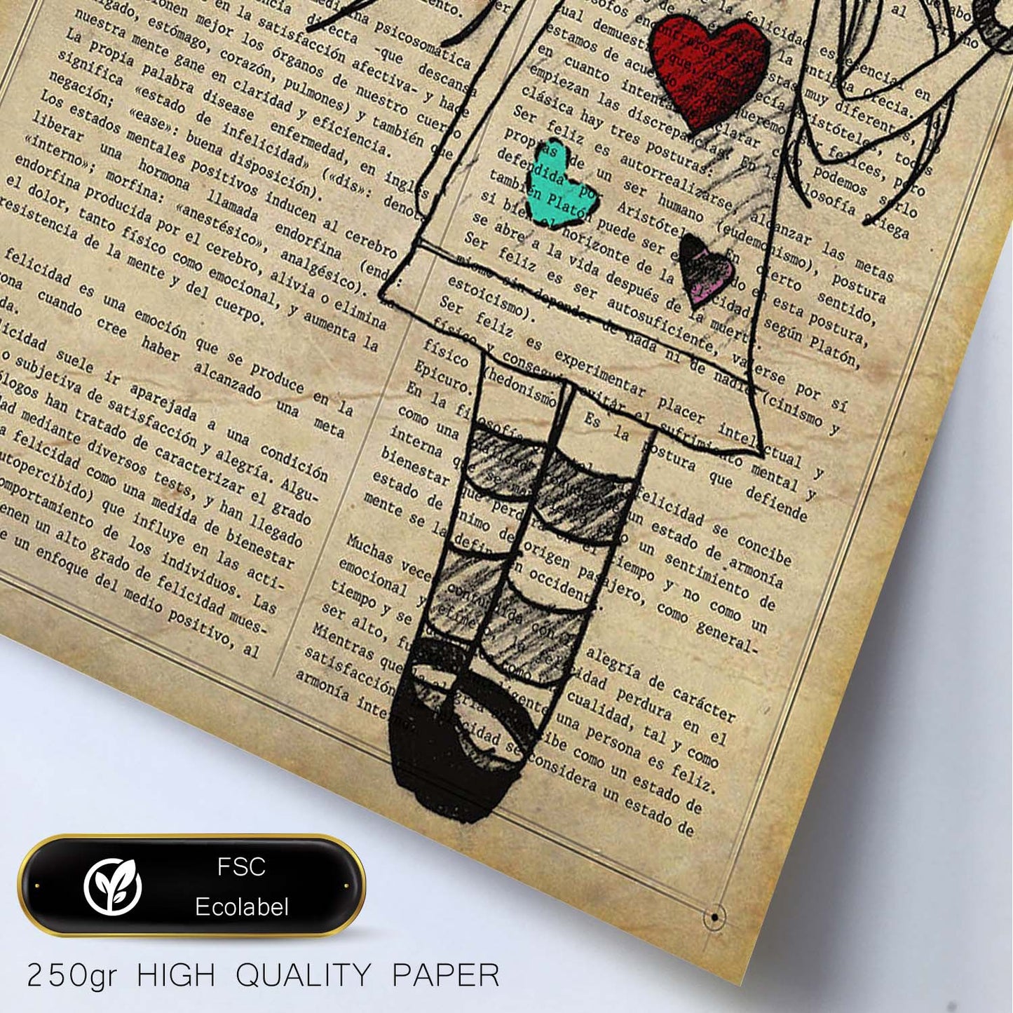 Poster de Niña vestido con corazones. Lámina para niñas con imágenes de chicas pequeñas.-Artwork-Nacnic-Nacnic Estudio SL