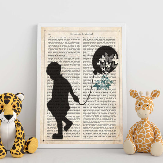 Poster de Niño llevando globo. Lámina para niñas con imágenes de chicas pequeñas.-Artwork-Nacnic-Nacnic Estudio SL