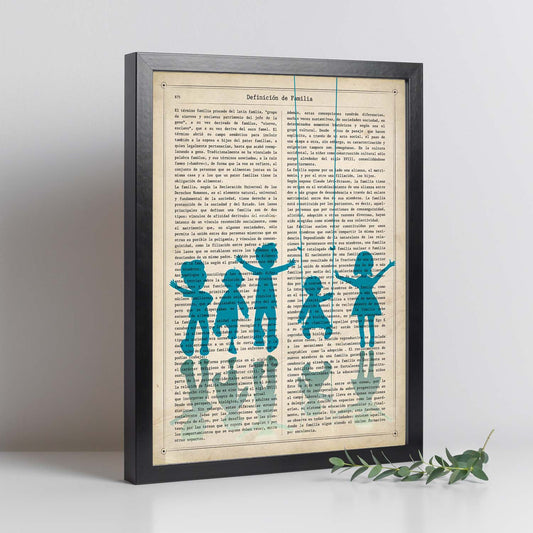 Poster de Niños contentos en azul. Láminas coloridas con definiciones. Ilustraciones llenas de color para-Artwork-Nacnic-Nacnic Estudio SL