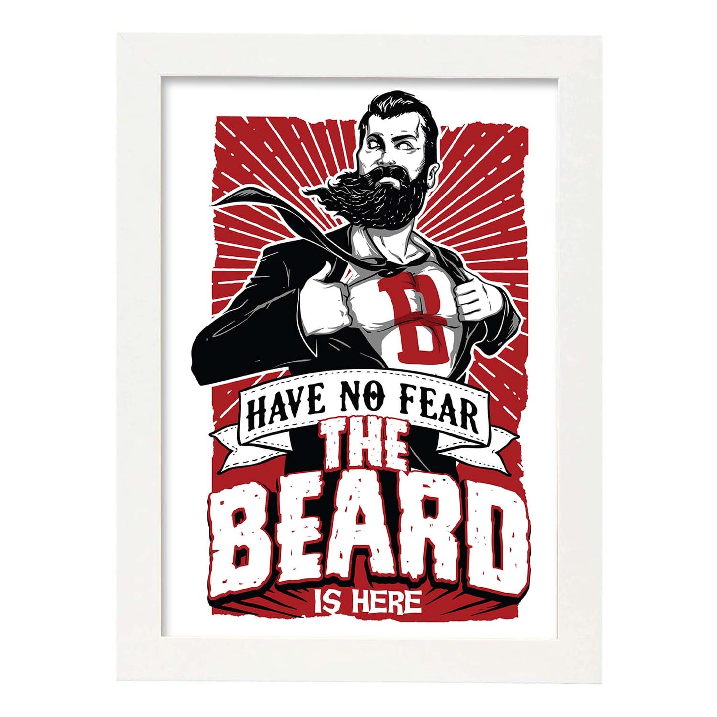 Poster de No temas a la barba. Lámina decorativa de diseño.-Artwork-Nacnic-A3-Marco Blanco-Nacnic Estudio SL