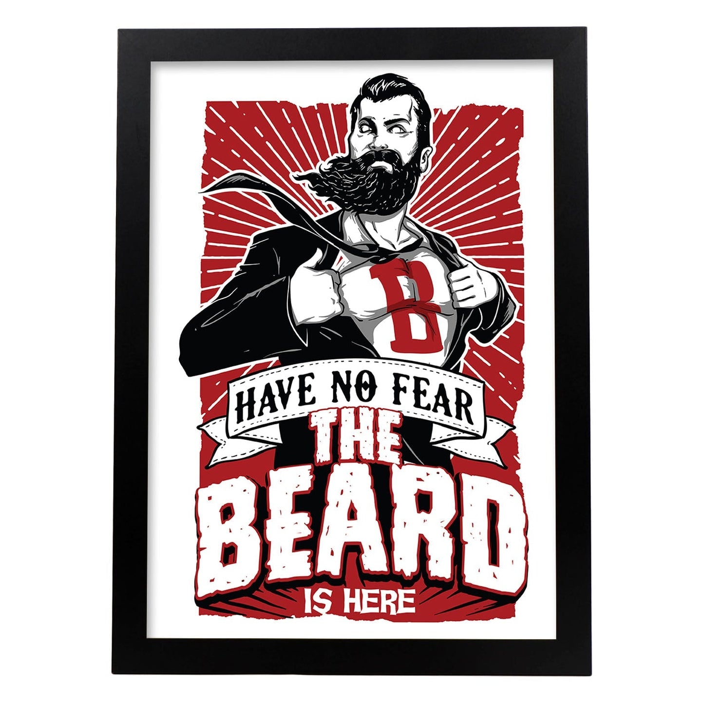 Poster de No temas a la barba. Lámina decorativa de diseño.-Artwork-Nacnic-A3-Marco Negro-Nacnic Estudio SL