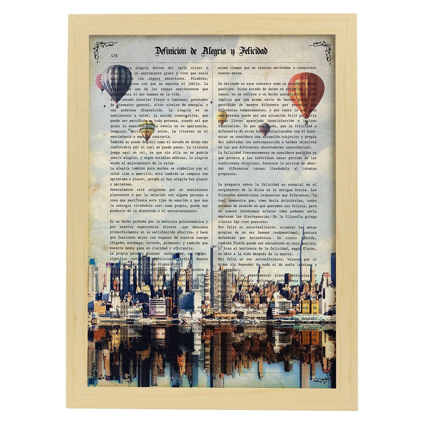 Poster de Nueva York. Láminas e ilustraciones de ciudades del mundo y monumentos famosos.-Artwork-Nacnic-A4-Marco Madera clara-Nacnic Estudio SL