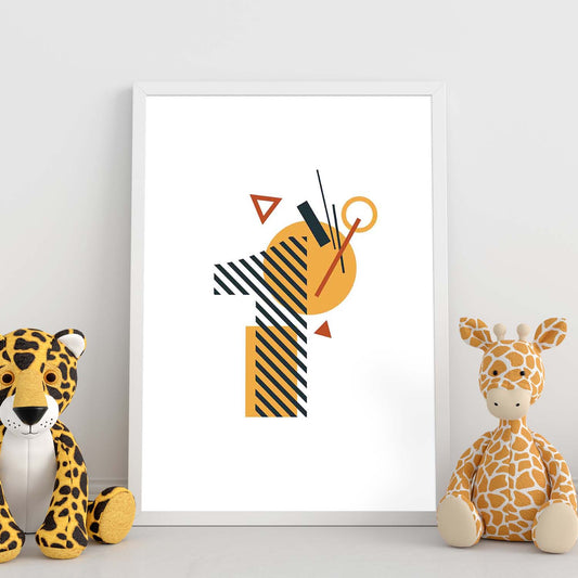 Poster de número 1. Lámina estilo Geometria con formas con imágenes del alfabeto.-Artwork-Nacnic-Nacnic Estudio SL