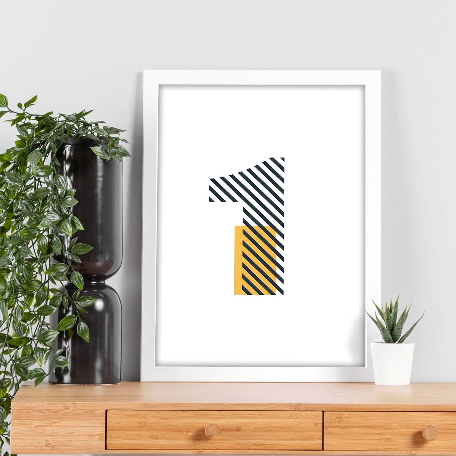 Poster de número 1. Lámina estilo Geometria con imágenes del alfabeto.-Artwork-Nacnic-Nacnic Estudio SL