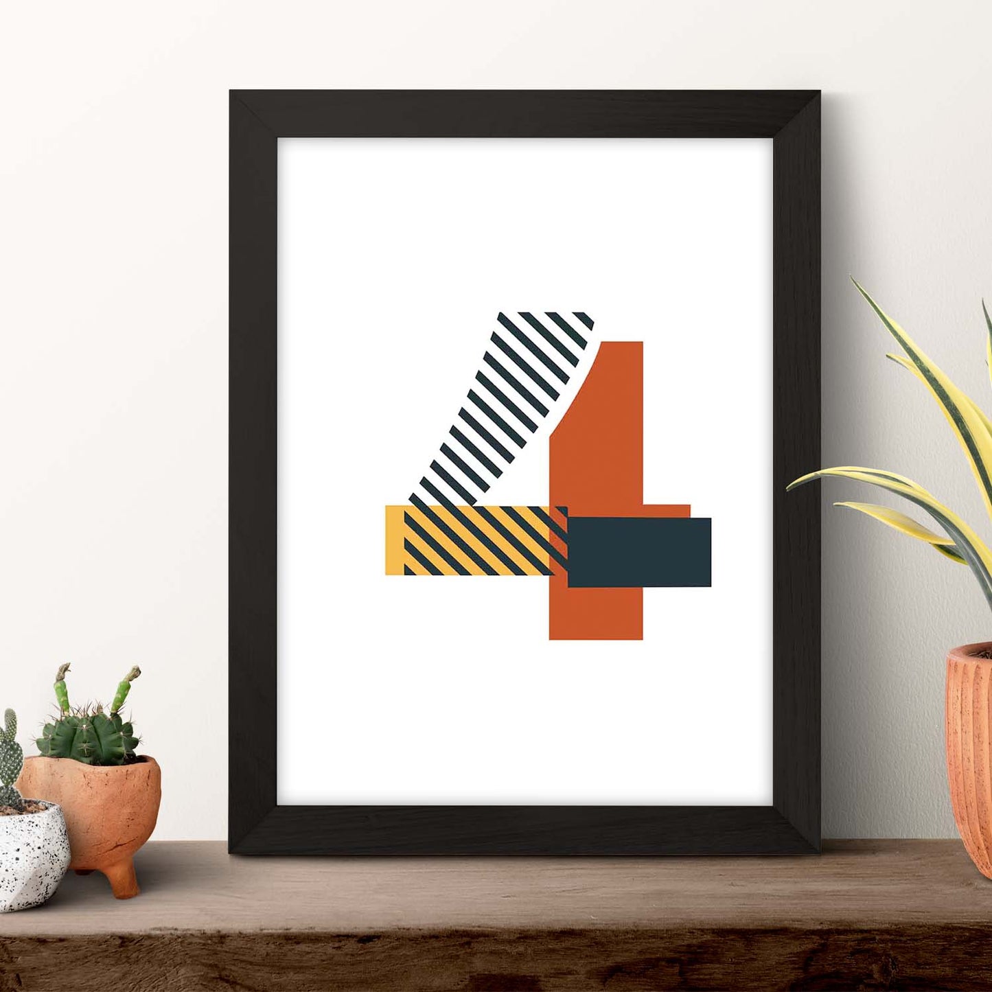 Poster de número 4. Lámina estilo Geometria con imágenes del alfabeto.-Artwork-Nacnic-Nacnic Estudio SL