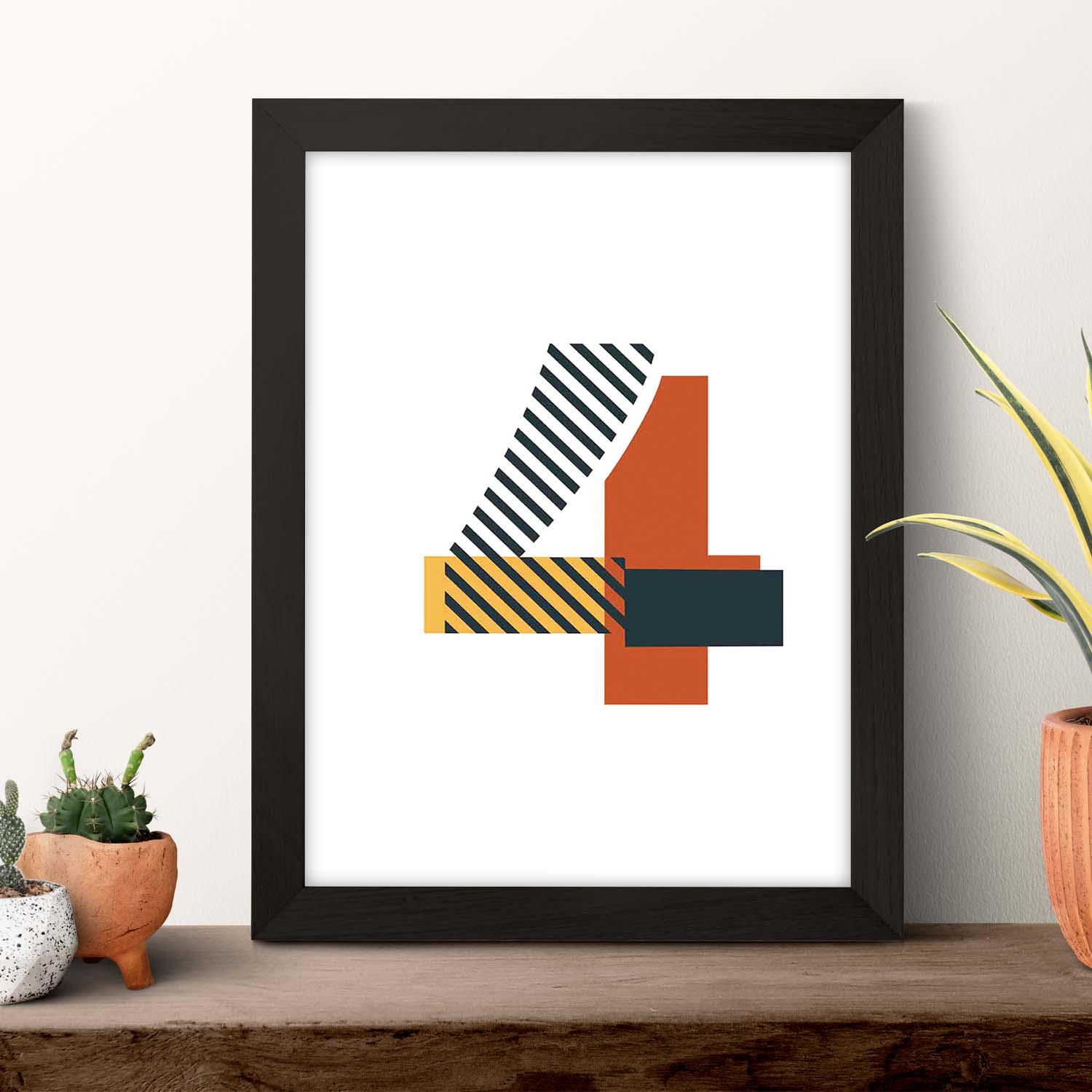 Poster de número 4. Lámina estilo Geometria con imágenes del alfabeto.-Artwork-Nacnic-Nacnic Estudio SL
