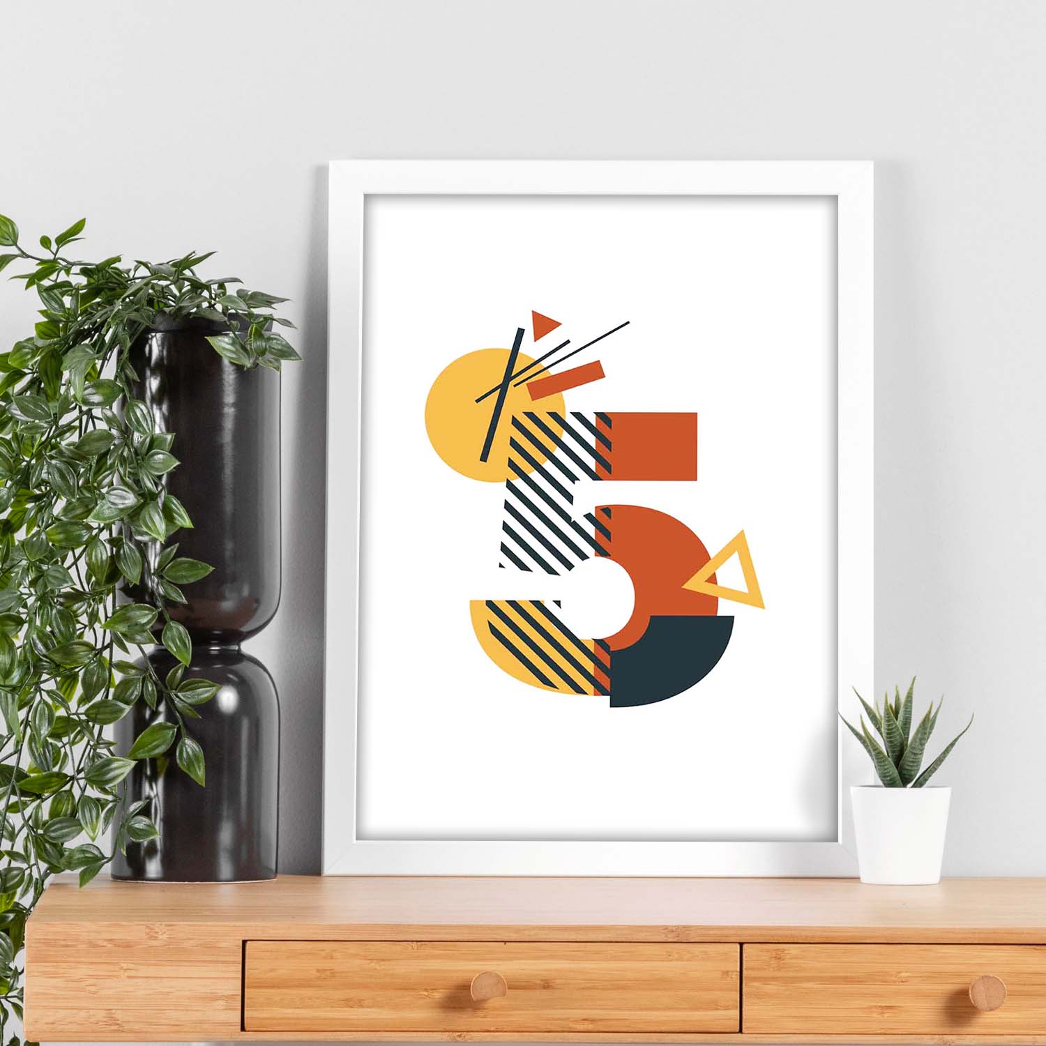 Poster de número 5. Lámina estilo Geometria con formas con imágenes del alfabeto.-Artwork-Nacnic-Nacnic Estudio SL