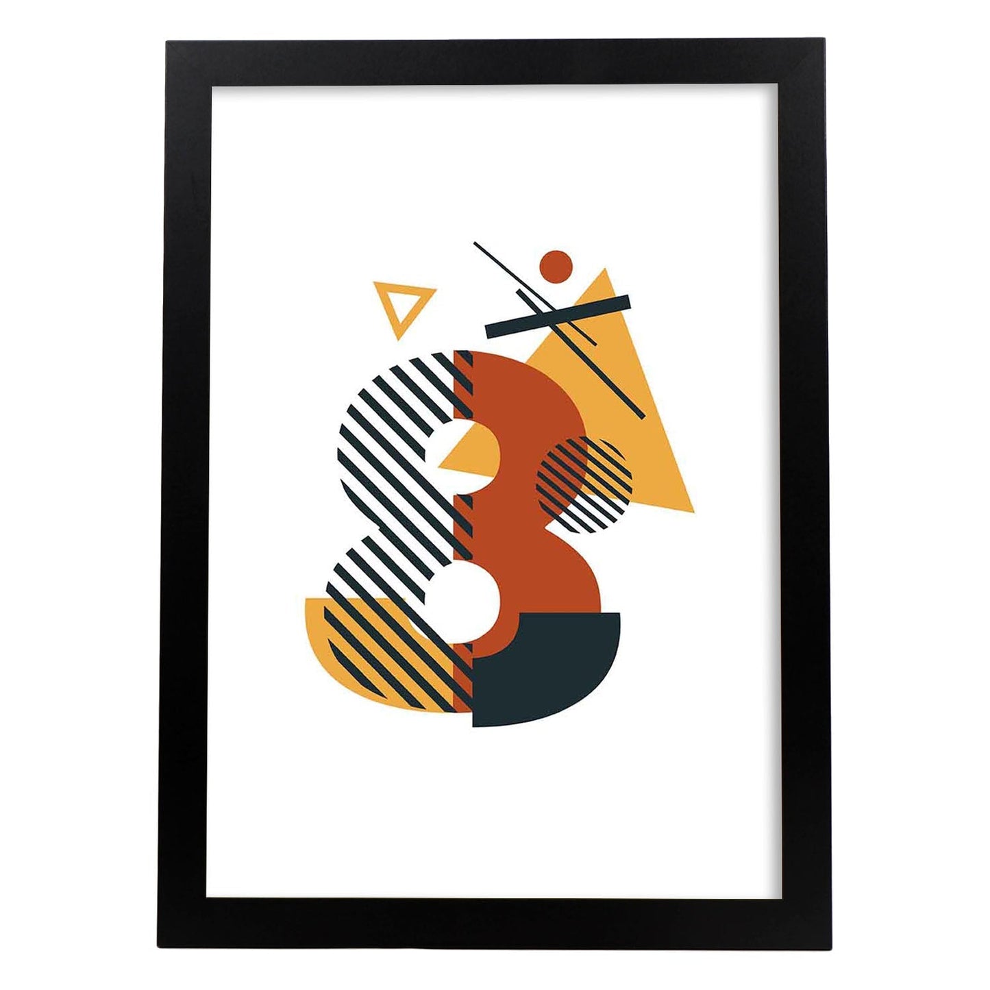 Poster de número 8. Lámina estilo Geometria con formas con imágenes del alfabeto.-Artwork-Nacnic-A4-Marco Negro-Nacnic Estudio SL