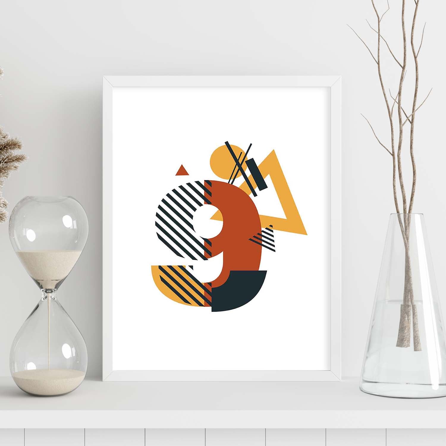 Poster de número 9. Lámina estilo Geometria con formas con imágenes del alfabeto.-Artwork-Nacnic-Nacnic Estudio SL