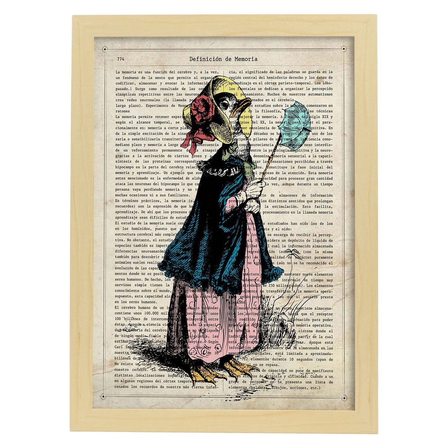 Poster de Oca Vintage. Láminas de animales con definiciones. Ilustraciones de animales con textos.-Artwork-Nacnic-A4-Marco Madera clara-Nacnic Estudio SL