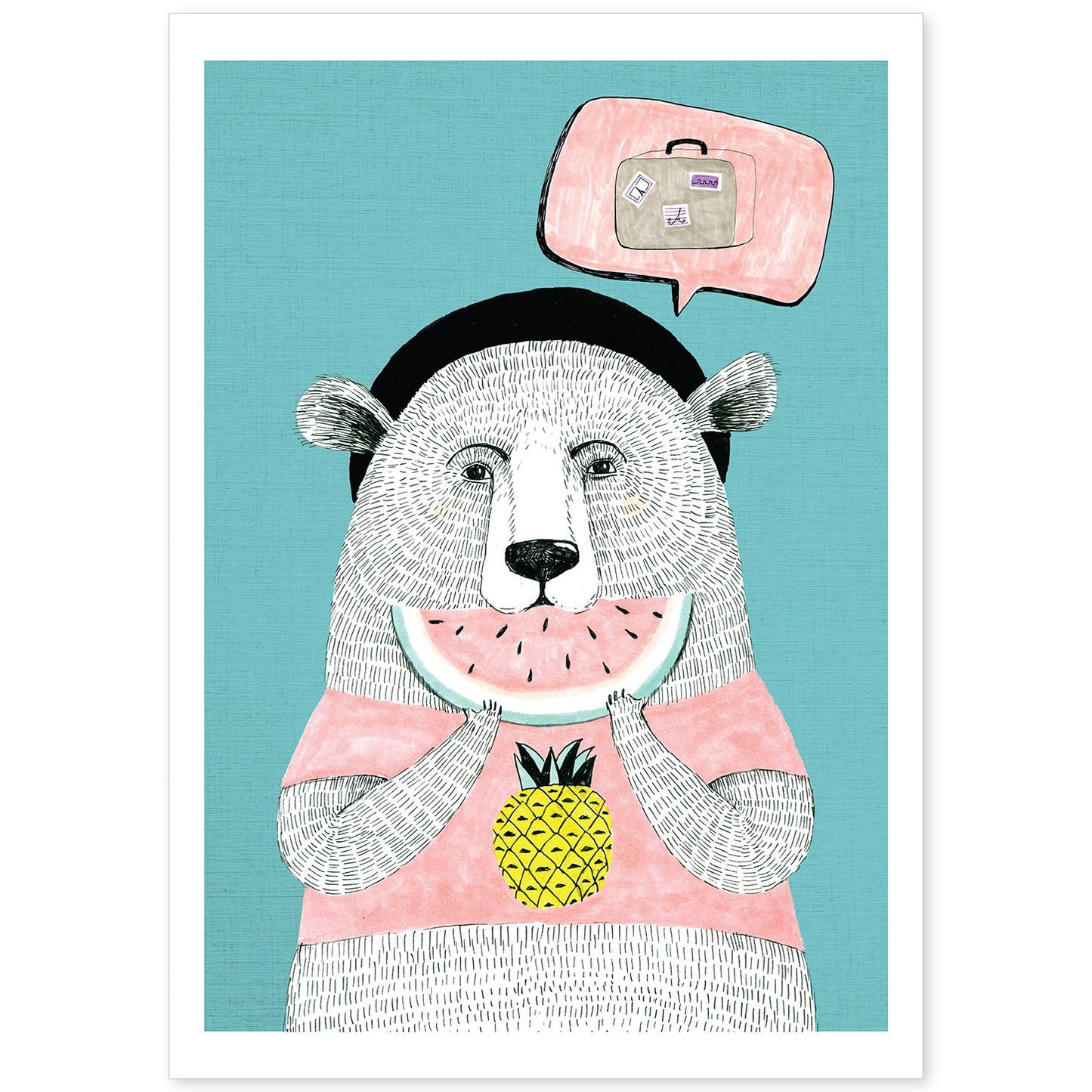 Poster de Oso celeste. Lámina de animales coloridos.-Artwork-Nacnic-A4-Sin marco-Nacnic Estudio SL