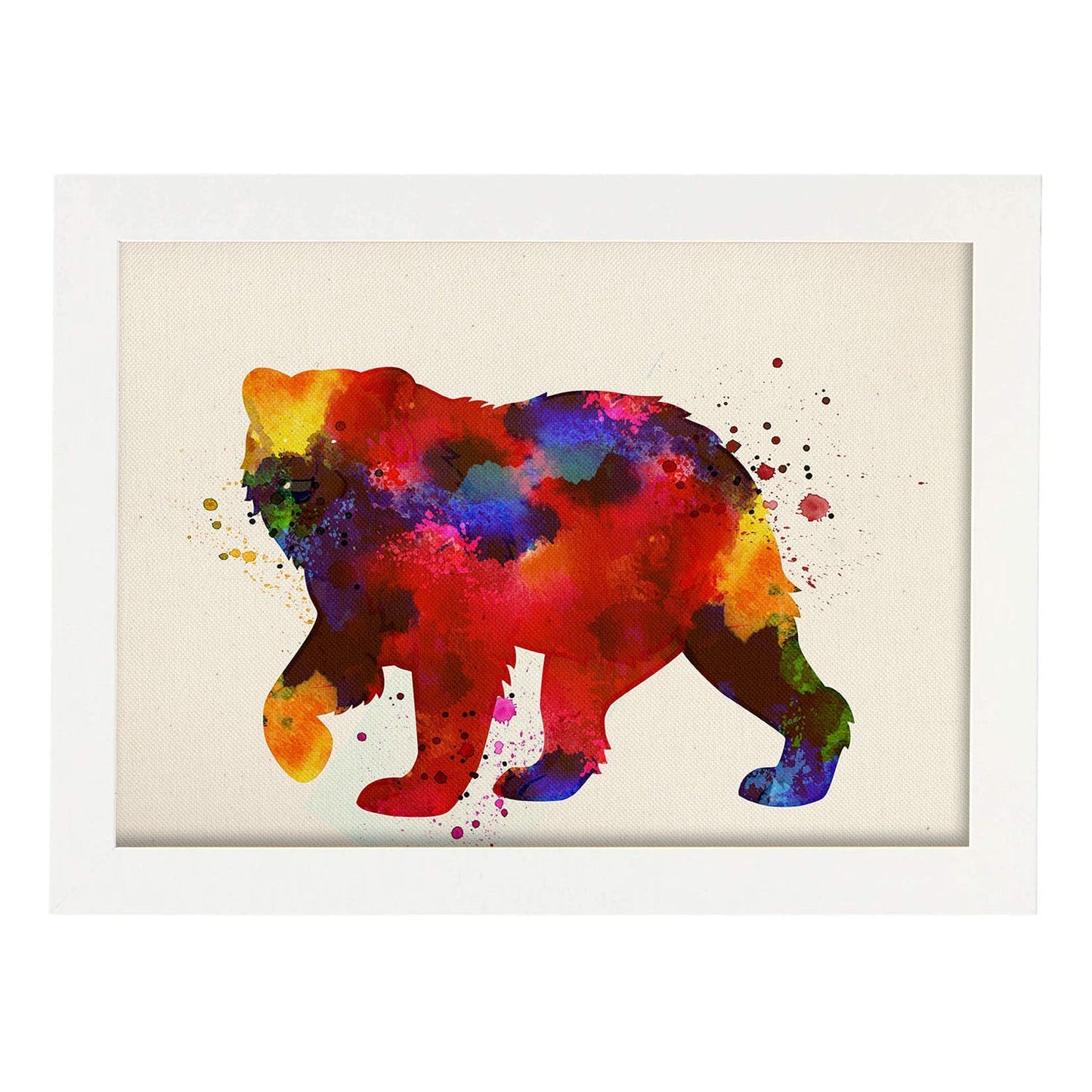 Poster de oso con diseño acuarela. Mix de láminas con estilo acuarela-Artwork-Nacnic-A3-Marco Blanco-Nacnic Estudio SL