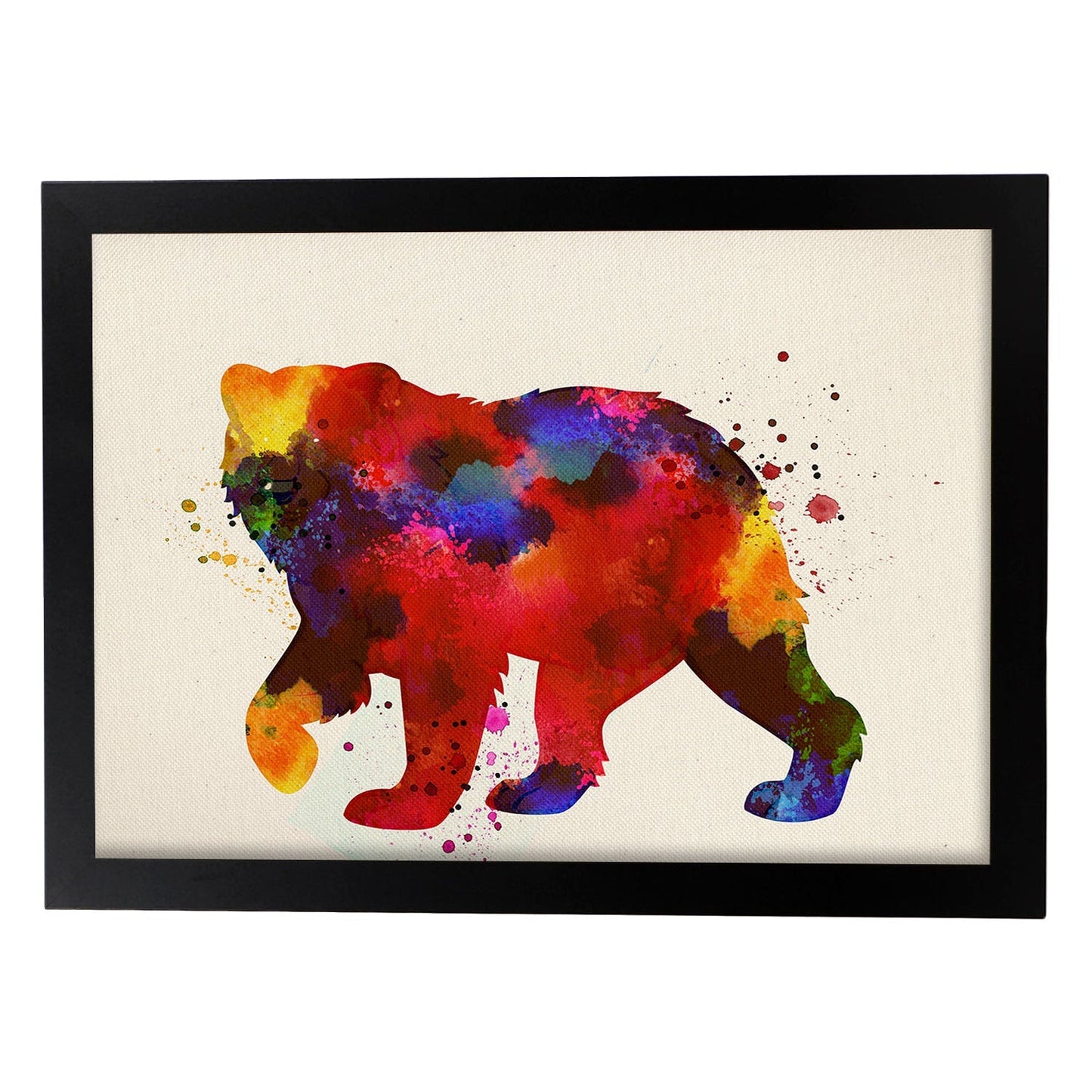 Poster de oso con diseño acuarela. Mix de láminas con estilo acuarela-Artwork-Nacnic-A3-Marco Negro-Nacnic Estudio SL