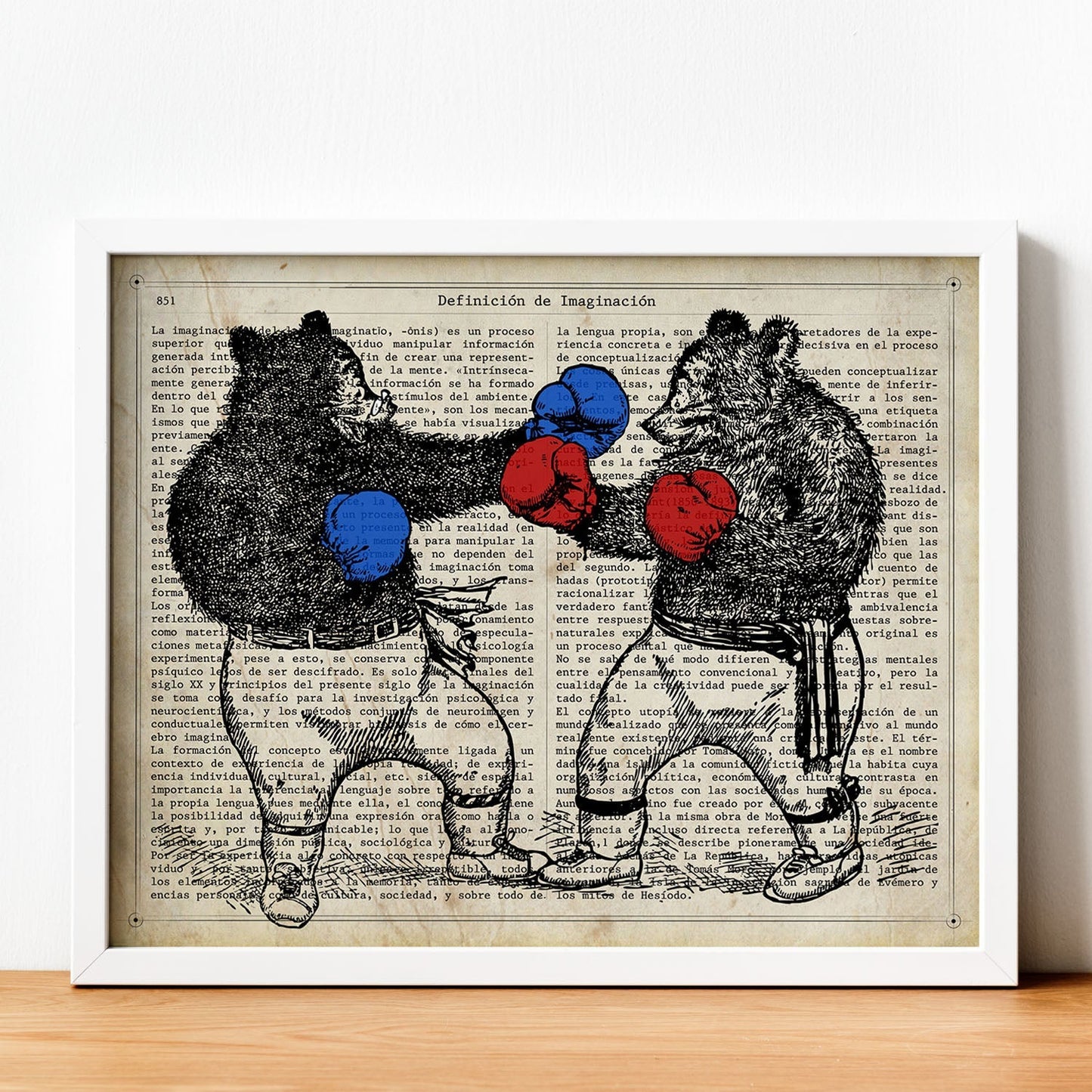 Poster de Osos boxeando. Láminas de animales con definiciones. Ilustraciones de animales con textos.-Artwork-Nacnic-Nacnic Estudio SL