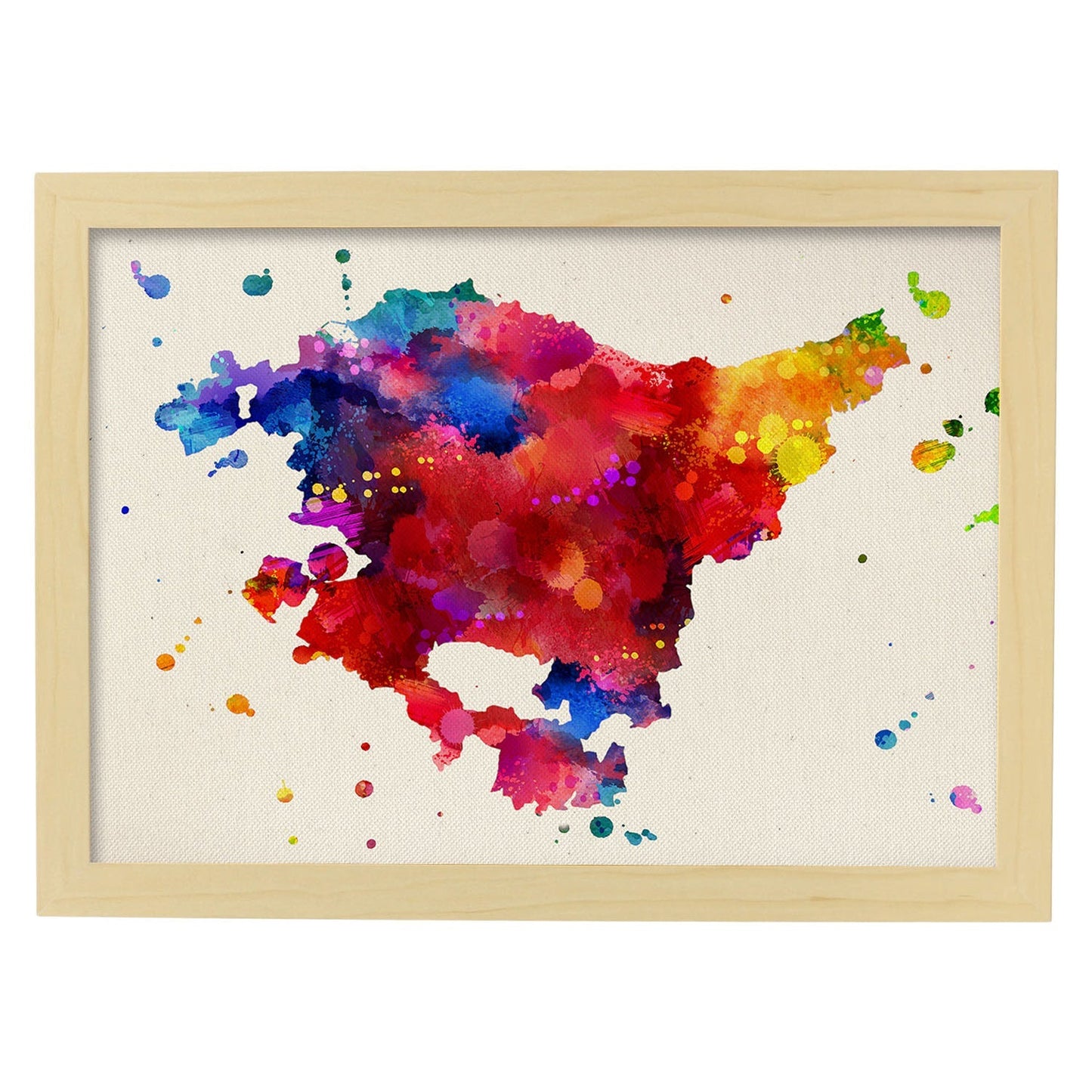 Poster de Pais Vasco. Láminas e ilustraciones de ciudades, comunidades, y mapas de España.-Artwork-Nacnic-A3-Marco Madera clara-Nacnic Estudio SL