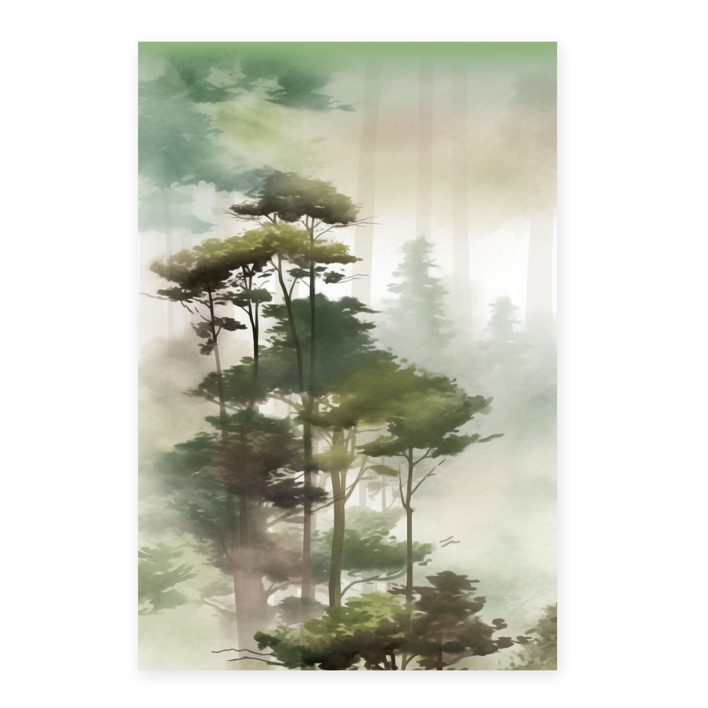 Póster Acuarela de Paisaje Forestal