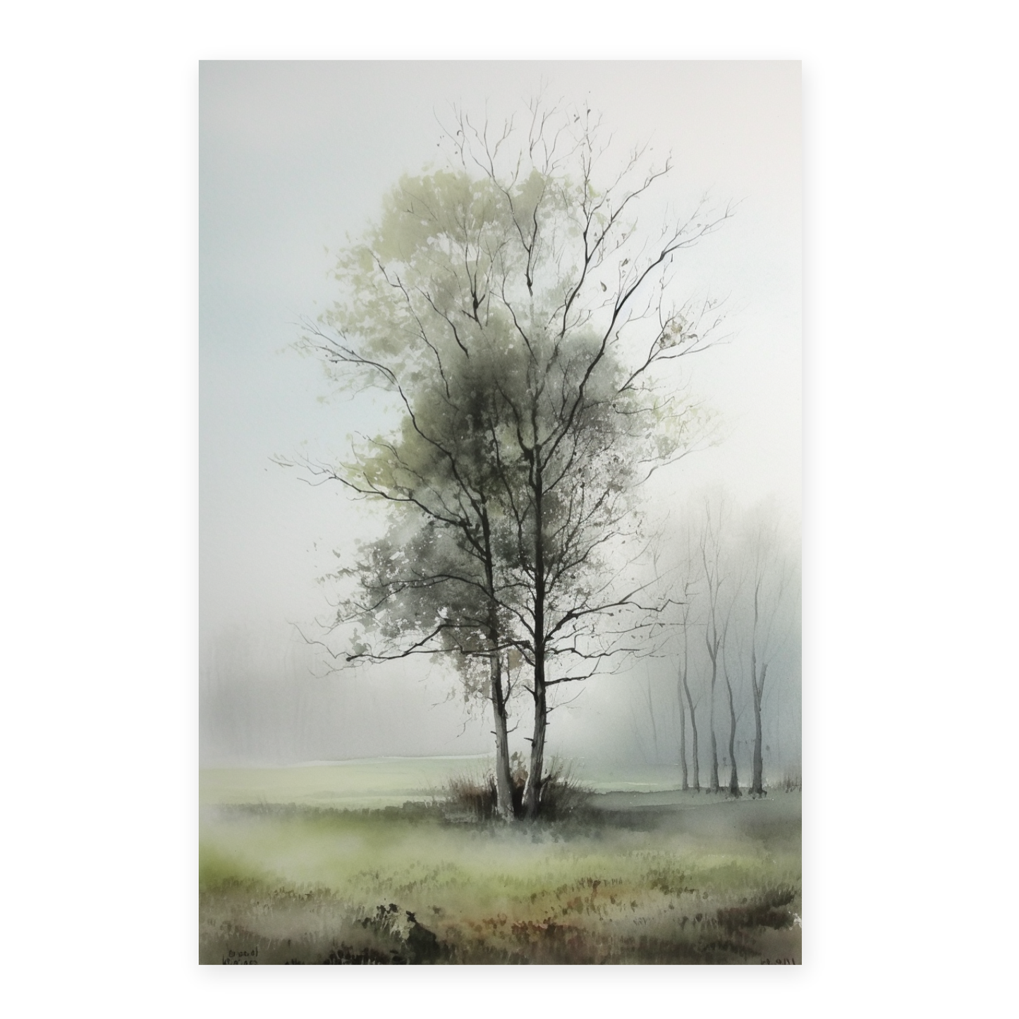 Póster de paisajes serenos en acuarela