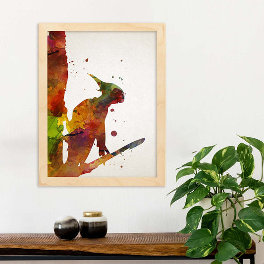 Poster de Pájaro Carpintero estilo acuarela. Láminas de animales con estilo acuarela-Artwork-Nacnic-Nacnic Estudio SL