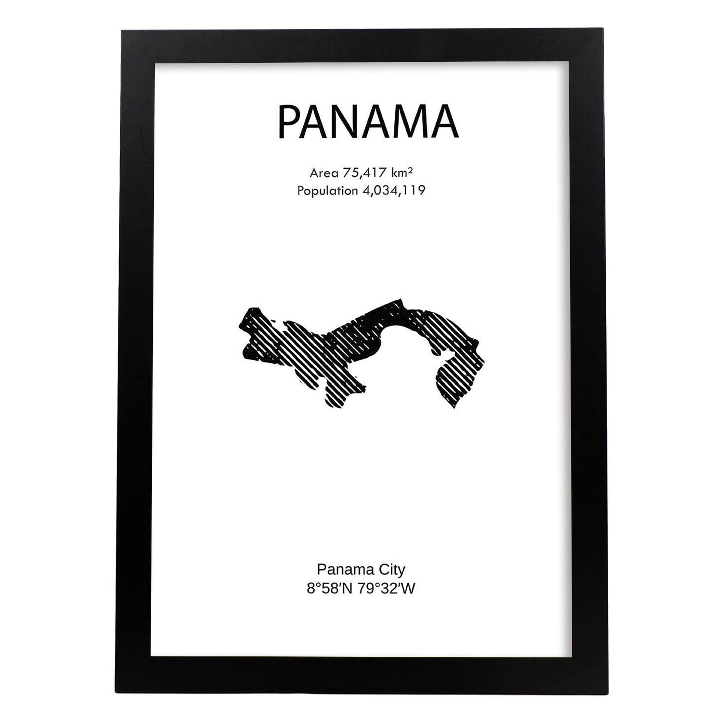 Poster de Panama. Láminas de paises y continentes del mundo.-Artwork-Nacnic-A4-Marco Negro-Nacnic Estudio SL