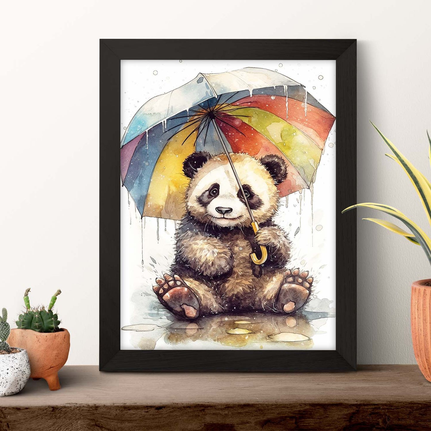 Póster de Panda Bebé con Paraguas