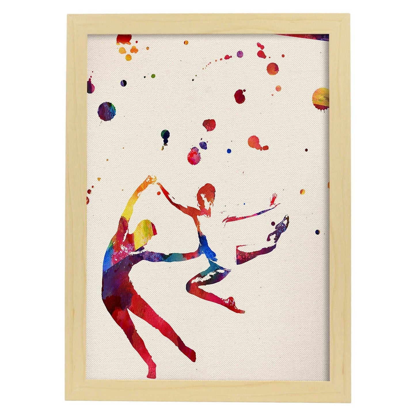 Poster de Pareja Bailando con diseño acuarela. Mix de láminas con estilo acuarela-Artwork-Nacnic-A3-Marco Madera clara-Nacnic Estudio SL