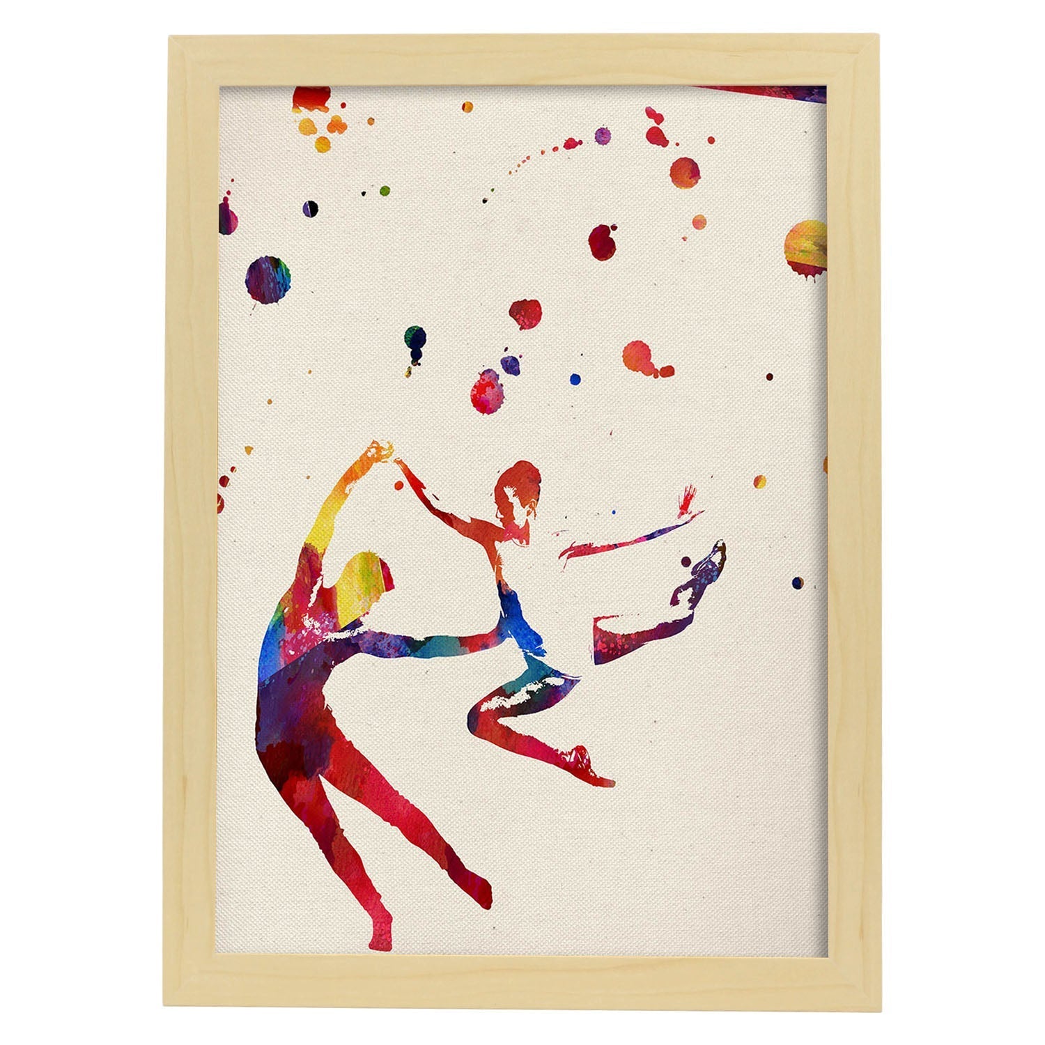 Poster de Pareja Bailando con diseño acuarela. Mix de láminas con estilo acuarela-Artwork-Nacnic-A3-Marco Madera clara-Nacnic Estudio SL