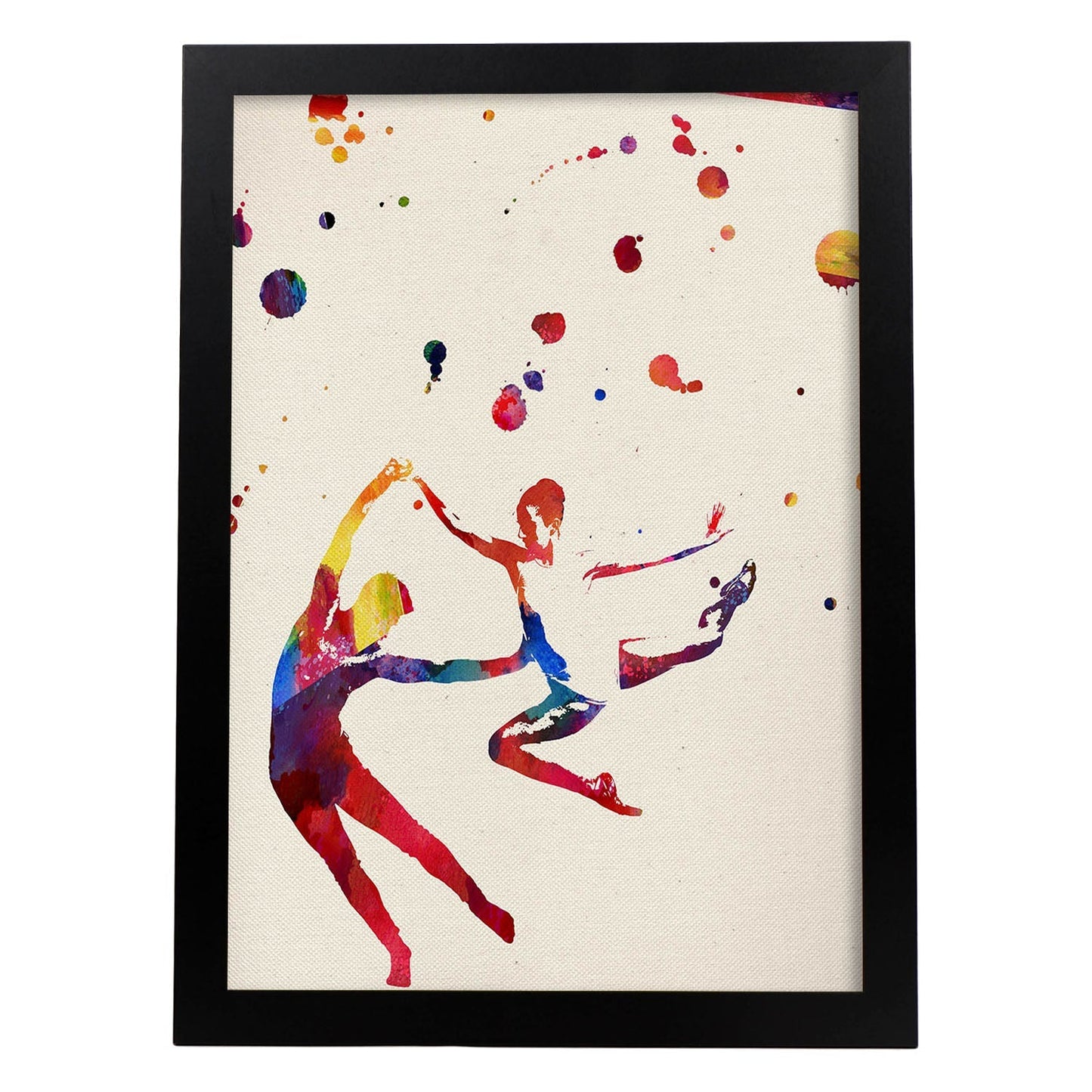 Poster de Pareja Bailando con diseño acuarela. Mix de láminas con estilo acuarela-Artwork-Nacnic-A3-Marco Negro-Nacnic Estudio SL