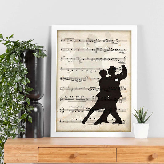 Poster de Pareja bailando tango. Láminas de imágenes con partituras. Diseño de música para el hogar.-Artwork-Nacnic-Nacnic Estudio SL