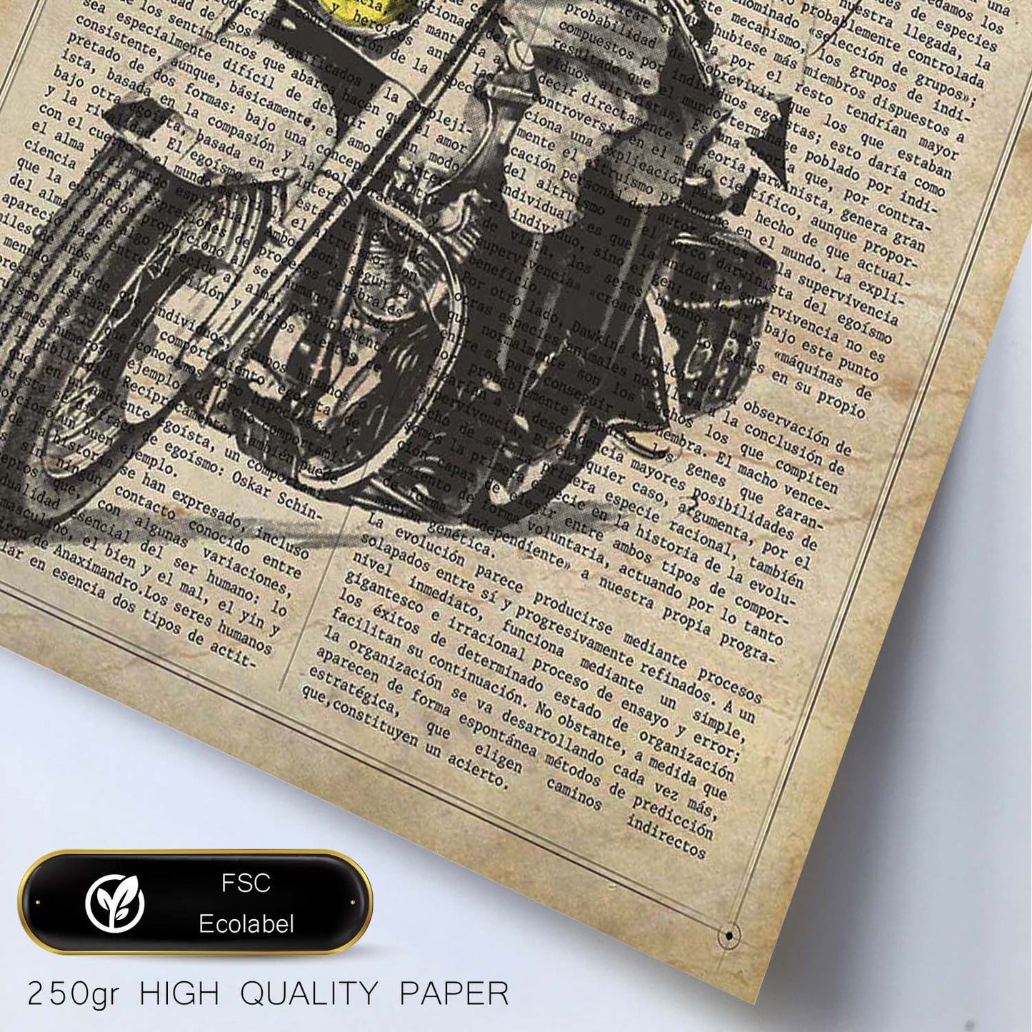 Poster de Pareja en moto con brujula. Láminas de vehículos con definiciones. Ilustraciones vintage de coches, motos, aviones,
-Artwork-Nacnic-Nacnic Estudio SL