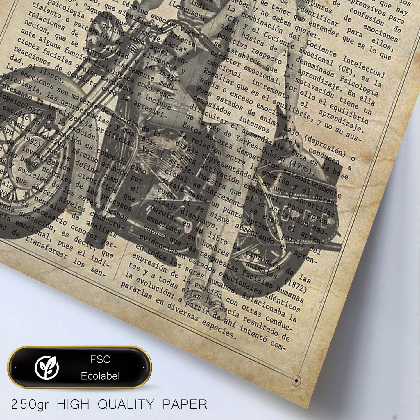 Poster de Pareja en moto. Láminas de vehículos con definiciones. Ilustraciones vintage de coches, motos, aviones,
-Artwork-Nacnic-Nacnic Estudio SL