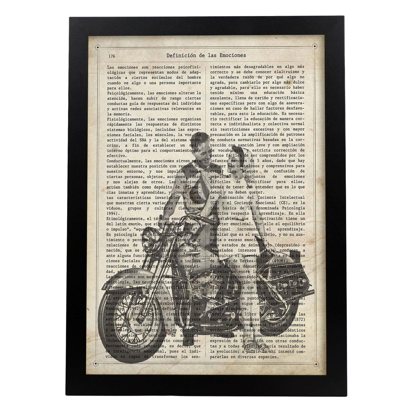 Poster de Pareja en moto. Láminas de vehículos con definiciones. Ilustraciones vintage de coches, motos, aviones,
-Artwork-Nacnic-A3-Marco Negro-Nacnic Estudio SL