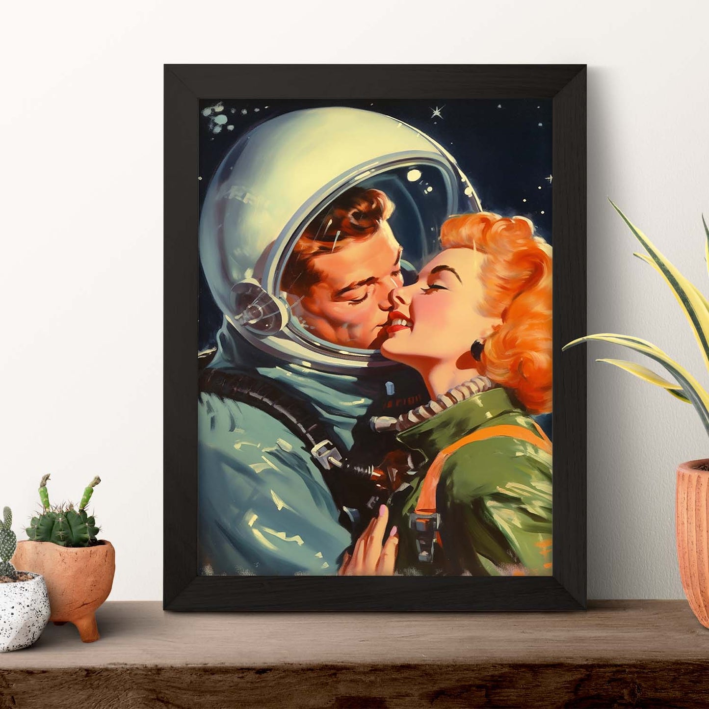 Póster de Pareja Romántica en Espacio de los 50