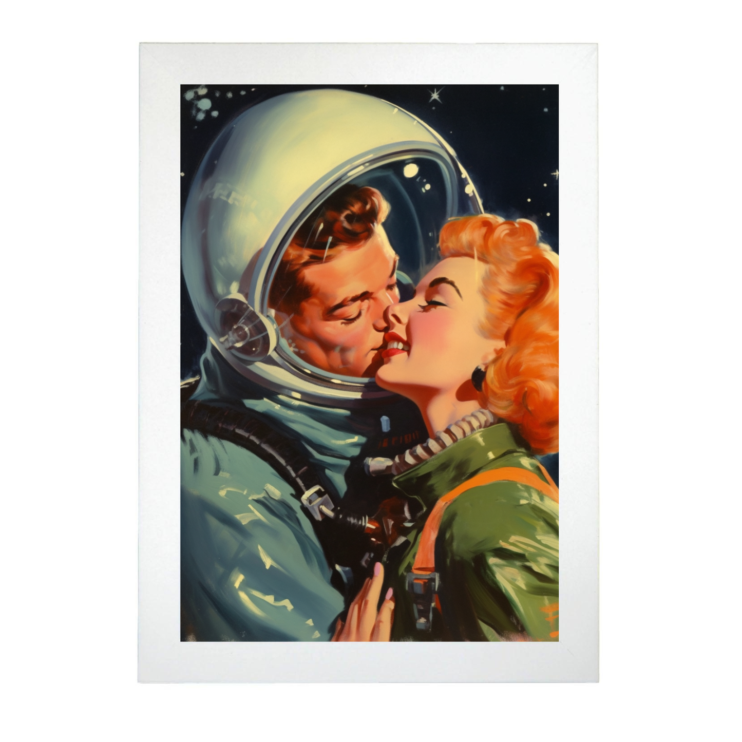 Póster de Pareja Romántica en Espacio de los 50