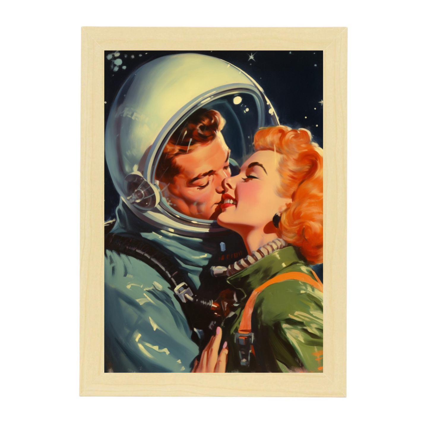 Póster de Pareja Romántica en Espacio de los 50