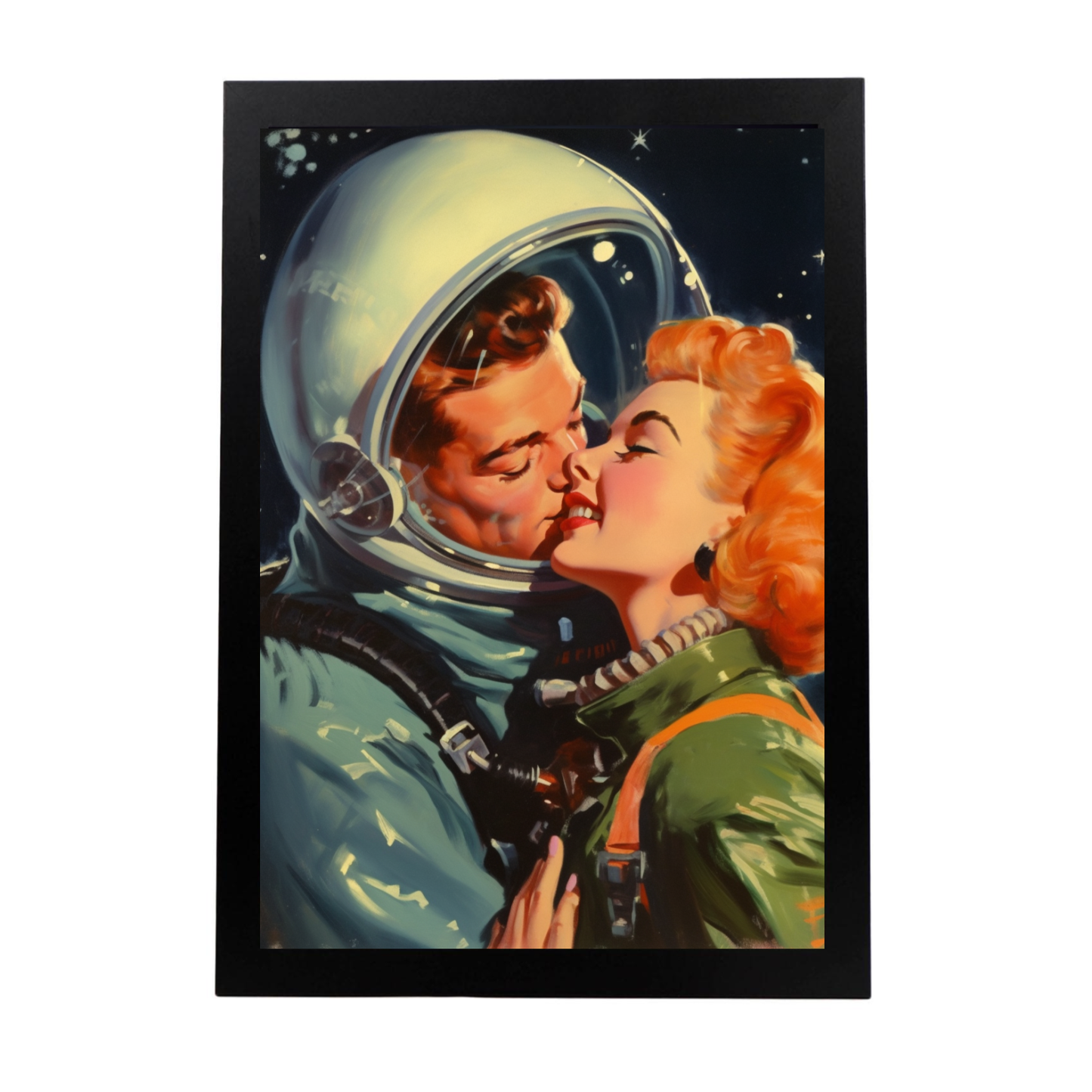 Póster de Pareja Romántica en Espacio de los 50