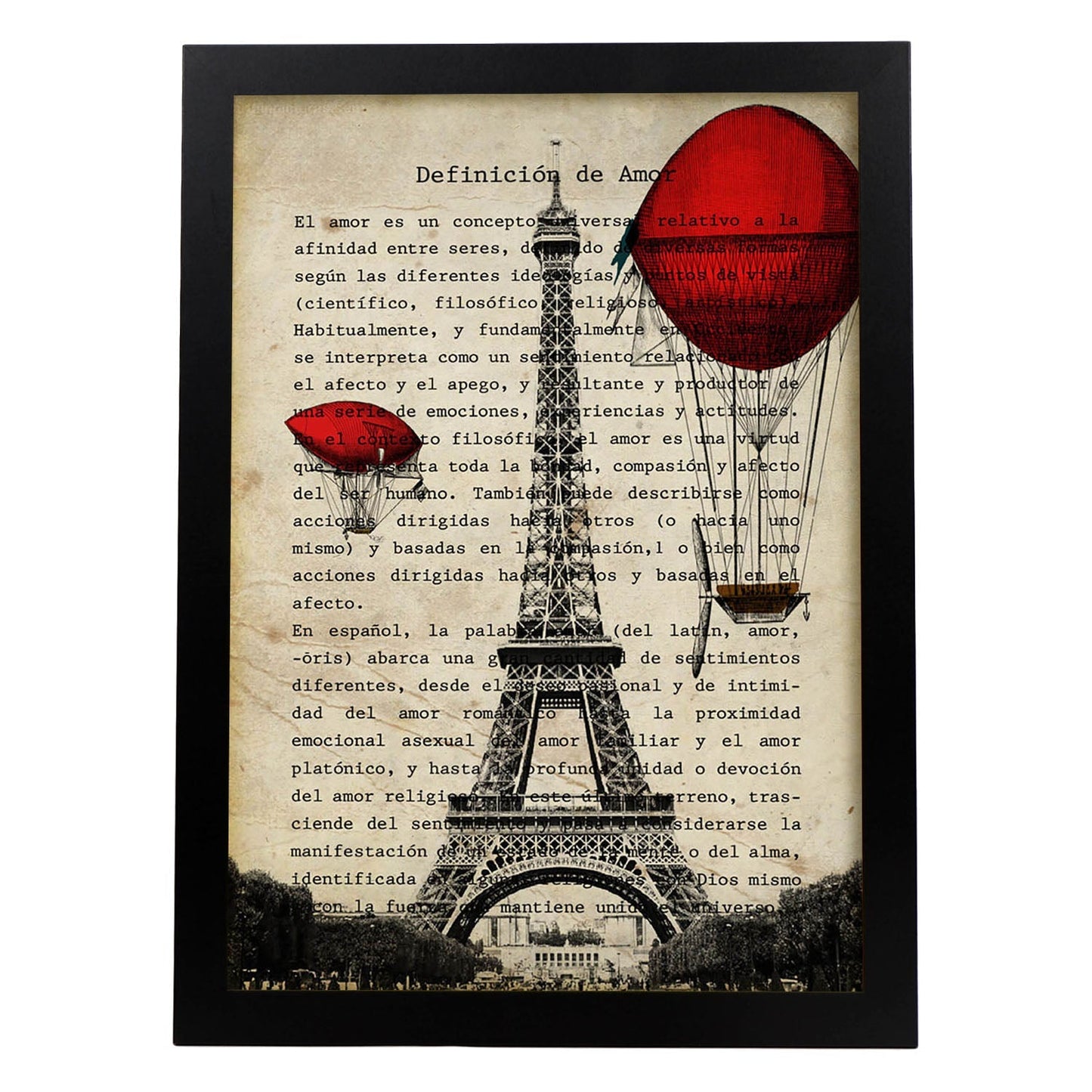 Poster de Paris. Torre Eiffel. Láminas de monumentos del mundo. Diseño de viaje y de paises.-Artwork-Nacnic-A4-Marco Negro-Nacnic Estudio SL