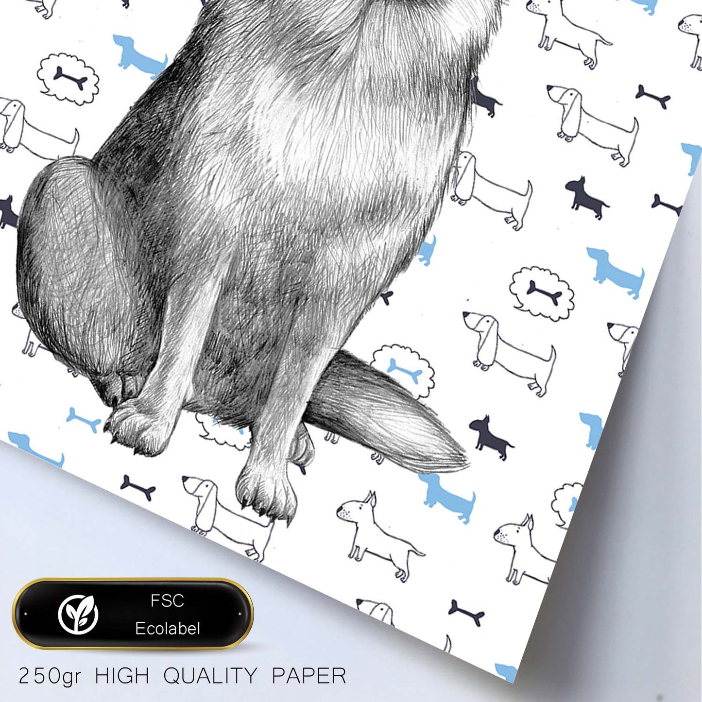Poster de Pastor aleman estampado. Lámina decorativa de perros.-Artwork-Nacnic-Nacnic Estudio SL