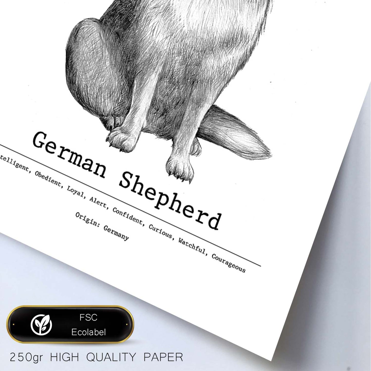 Poster de Pastor aleman texto. Lámina decorativa de perros.-Artwork-Nacnic-Nacnic Estudio SL