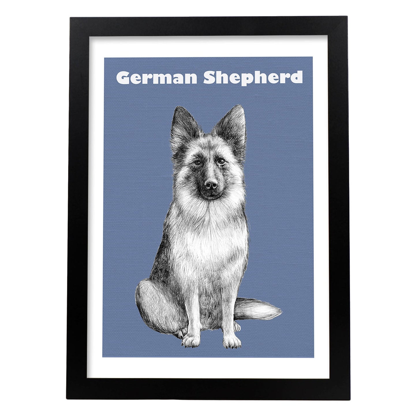 Poster de Pastor Alemán. Lámina decorativa de perros.-Artwork-Nacnic-A4-Marco Negro-Nacnic Estudio SL