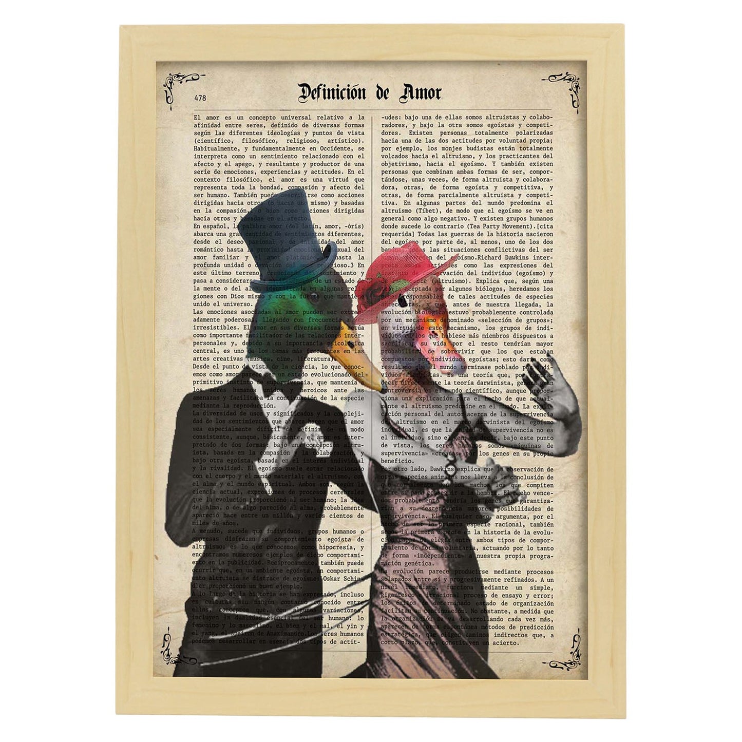 Poster de Patos bailando. Láminas de animales con definiciones. Ilustraciones de animales con textos.-Artwork-Nacnic-A4-Marco Madera clara-Nacnic Estudio SL