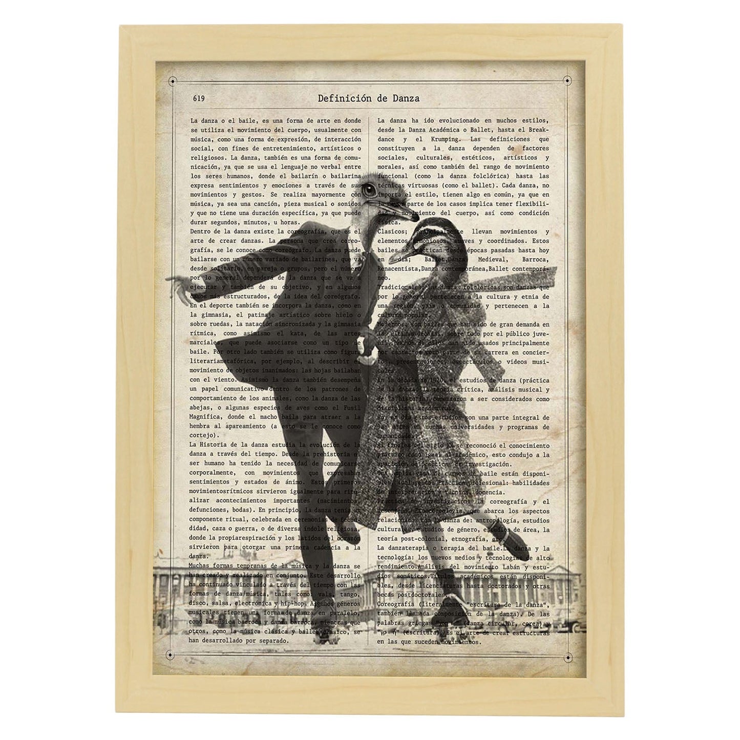 Poster de Patos patinando. Láminas de animales con definiciones. Ilustraciones de animales con textos.-Artwork-Nacnic-A4-Marco Madera clara-Nacnic Estudio SL