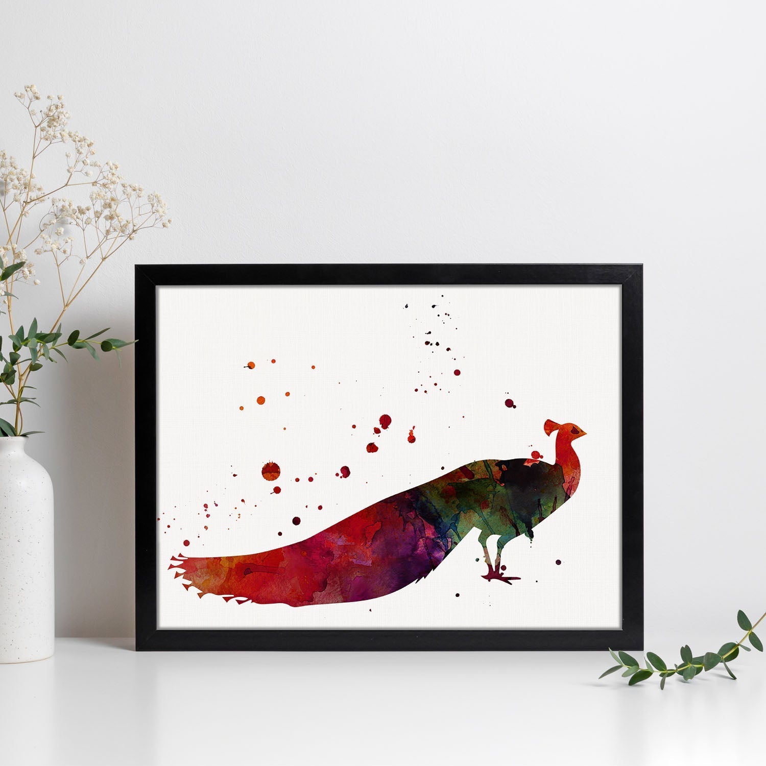 Poster de Pavo Real estilo acuarela. Láminas de animales con estilo acuarela-Artwork-Nacnic-Nacnic Estudio SL