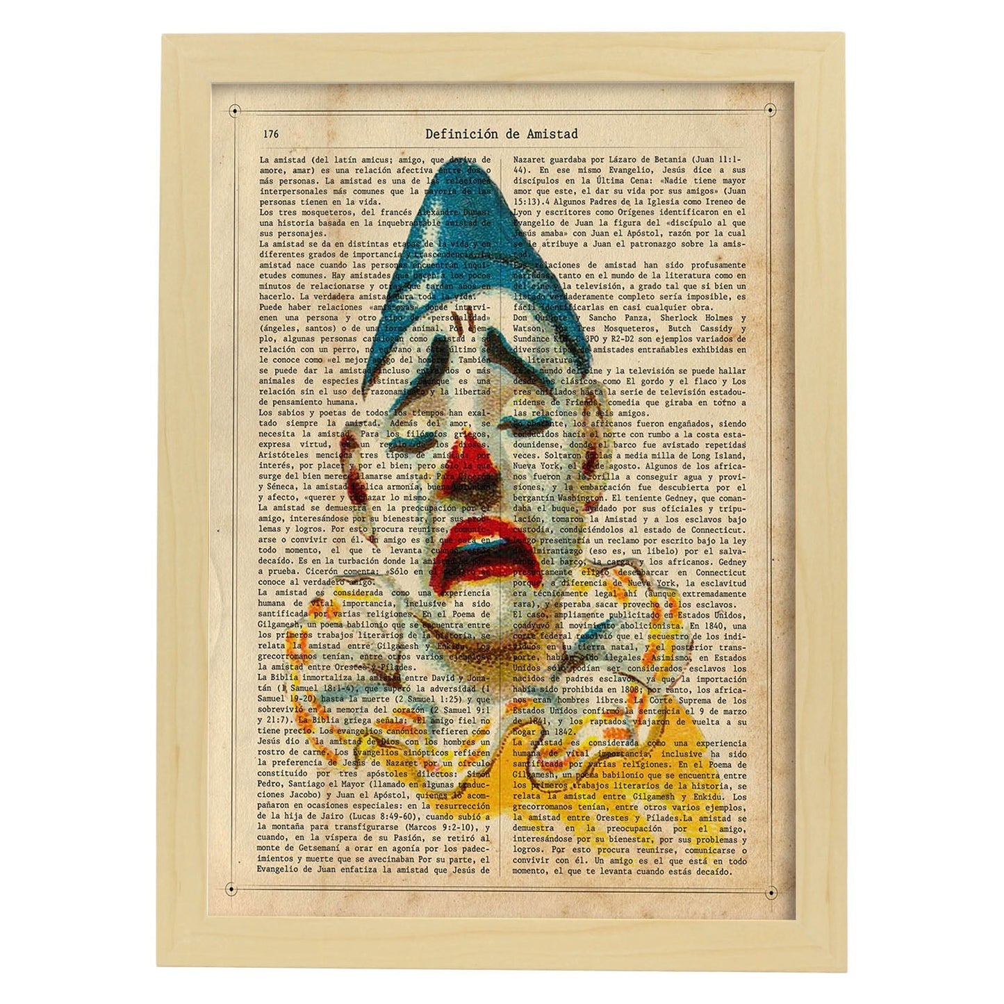 Poster de payasos. Lámina Paul Clown con imágenes de payasos y circos. Láminas del circo para pequeños.-Artwork-Nacnic-A4-Marco Madera clara-Nacnic Estudio SL