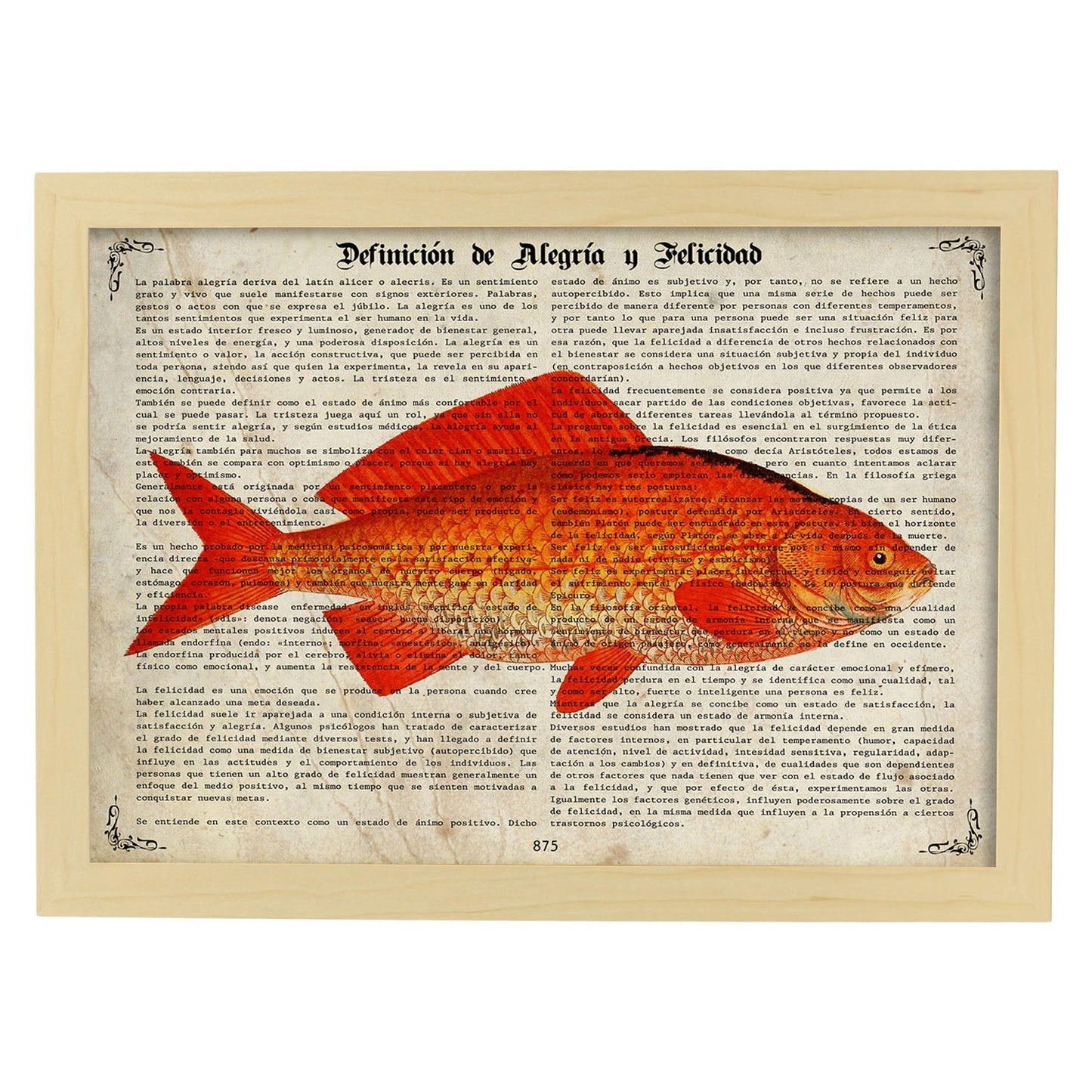 Poster de peces marinos. Lámina de Carpa con definicion. Diseño de peces marinos con definiciones.-Artwork-Nacnic-A4-Marco Madera clara-Nacnic Estudio SL