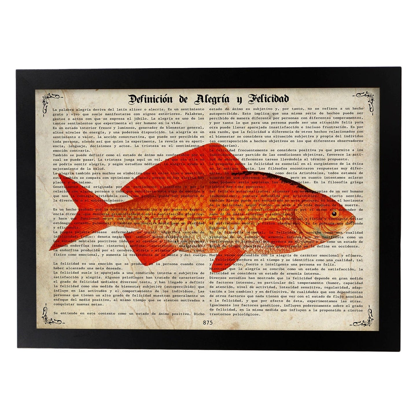 Poster de peces marinos. Lámina de Carpa con definicion. Diseño de peces marinos con definiciones.-Artwork-Nacnic-A4-Marco Negro-Nacnic Estudio SL