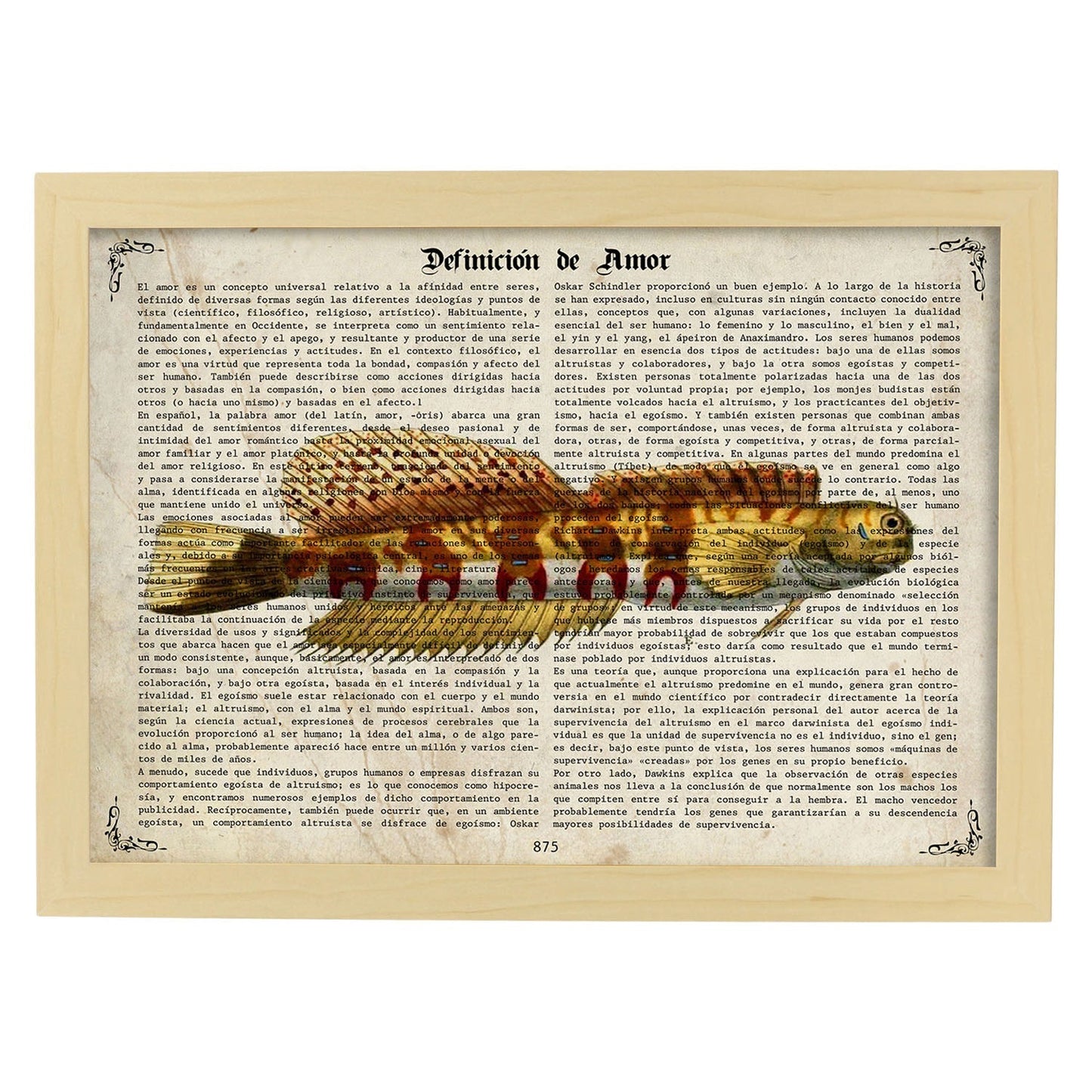Poster de peces marinos. Lámina de Salarias 2 con definicion. Diseño de peces marinos con definiciones.-Artwork-Nacnic-A4-Marco Madera clara-Nacnic Estudio SL