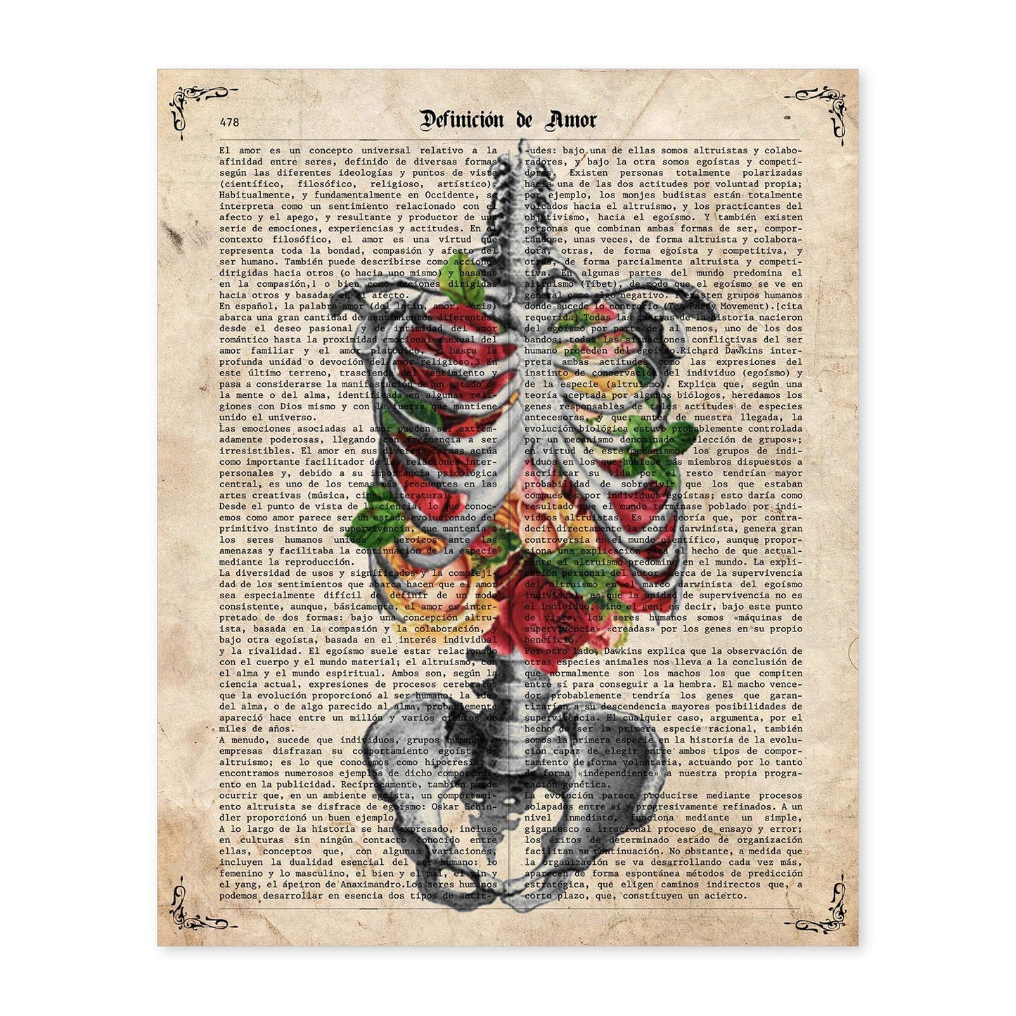 Poster de Pecho lleno de flores. Láminas de calaveras. Decoración de hogar.-Artwork-Nacnic-A4-Sin marco-Nacnic Estudio SL