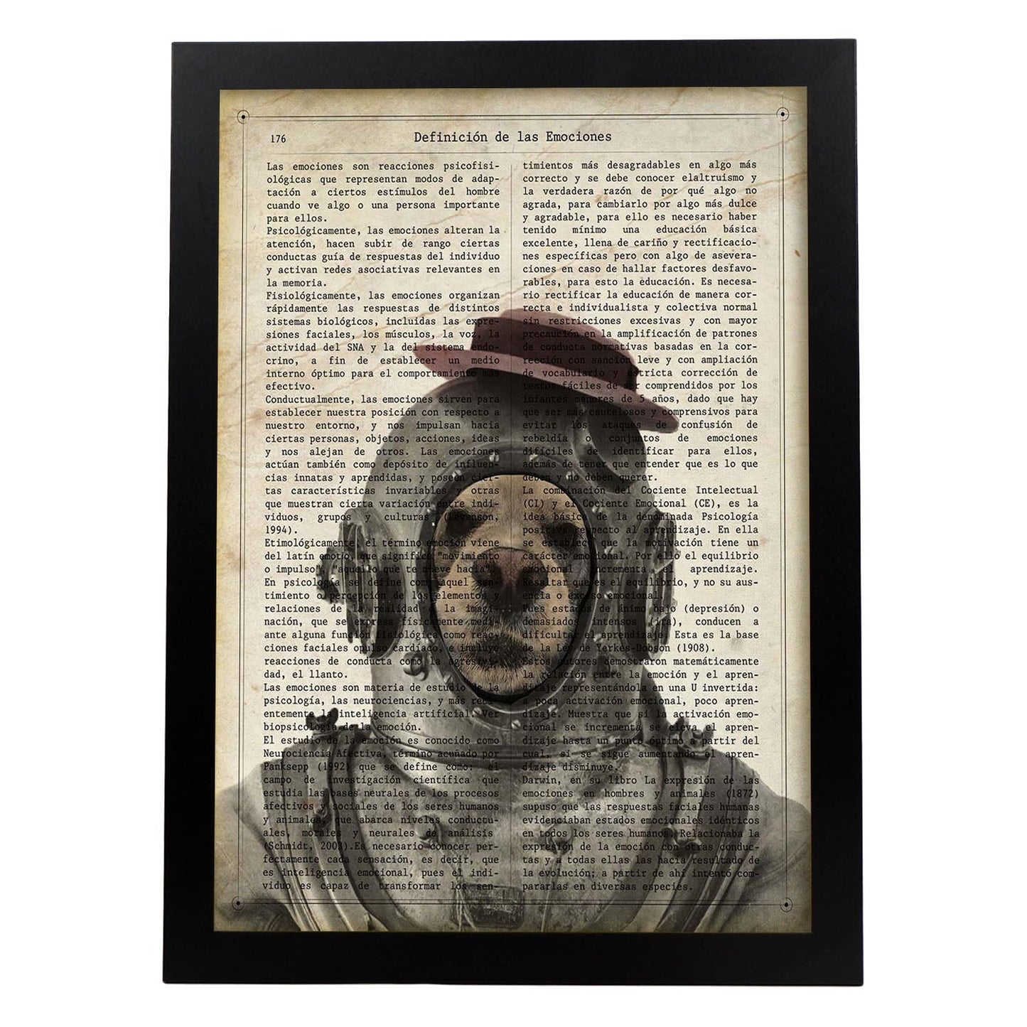 Poster de Perro astronauta. Láminas de animales con definiciones. Ilustraciones de animales con textos.-Artwork-Nacnic-A3-Marco Negro-Nacnic Estudio SL