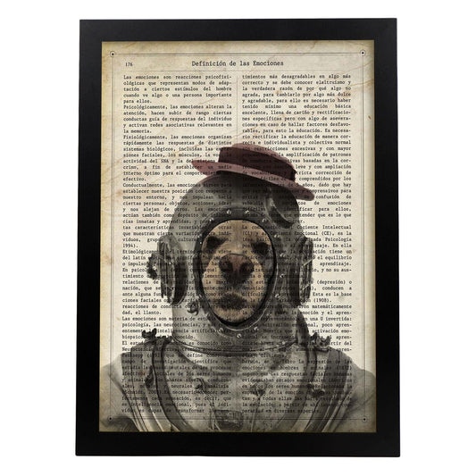 Poster de Perro astronauta. Láminas de animales con definiciones. Ilustraciones de animales con textos.-Artwork-Nacnic-A4-Marco Negro-Nacnic Estudio SL