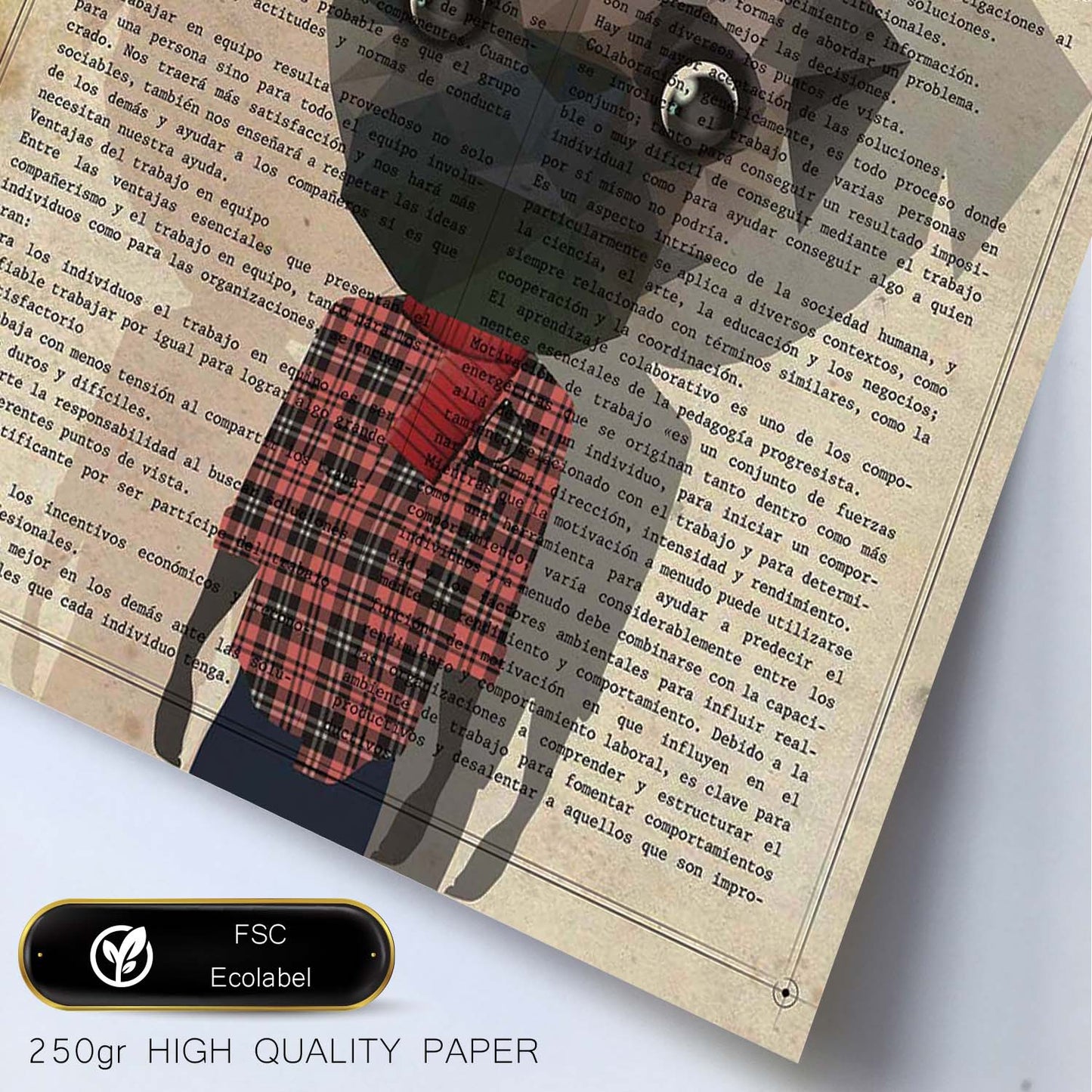 Poster de Perro camisa leñador. Láminas de animales con definiciones. Ilustraciones de animales con textos.-Artwork-Nacnic-Nacnic Estudio SL